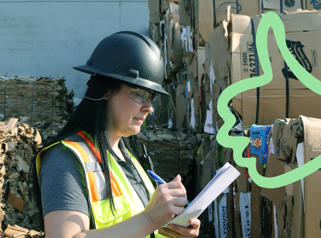 woman looking at a clipboard