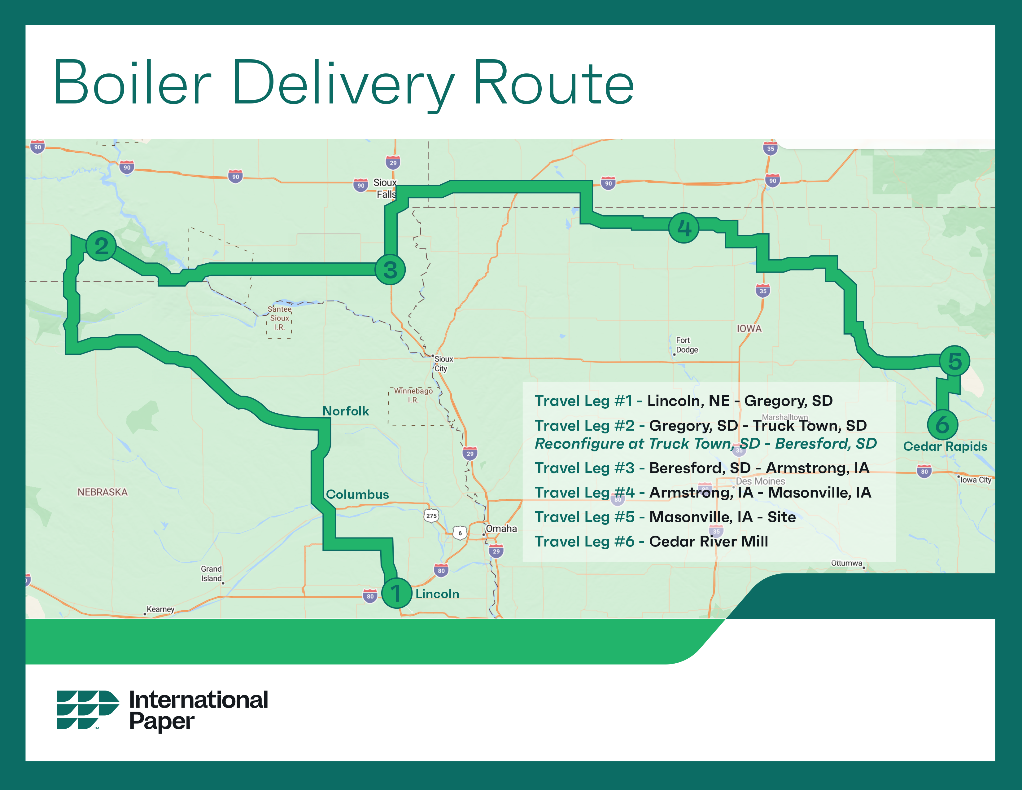 delivery route map for the boiler project