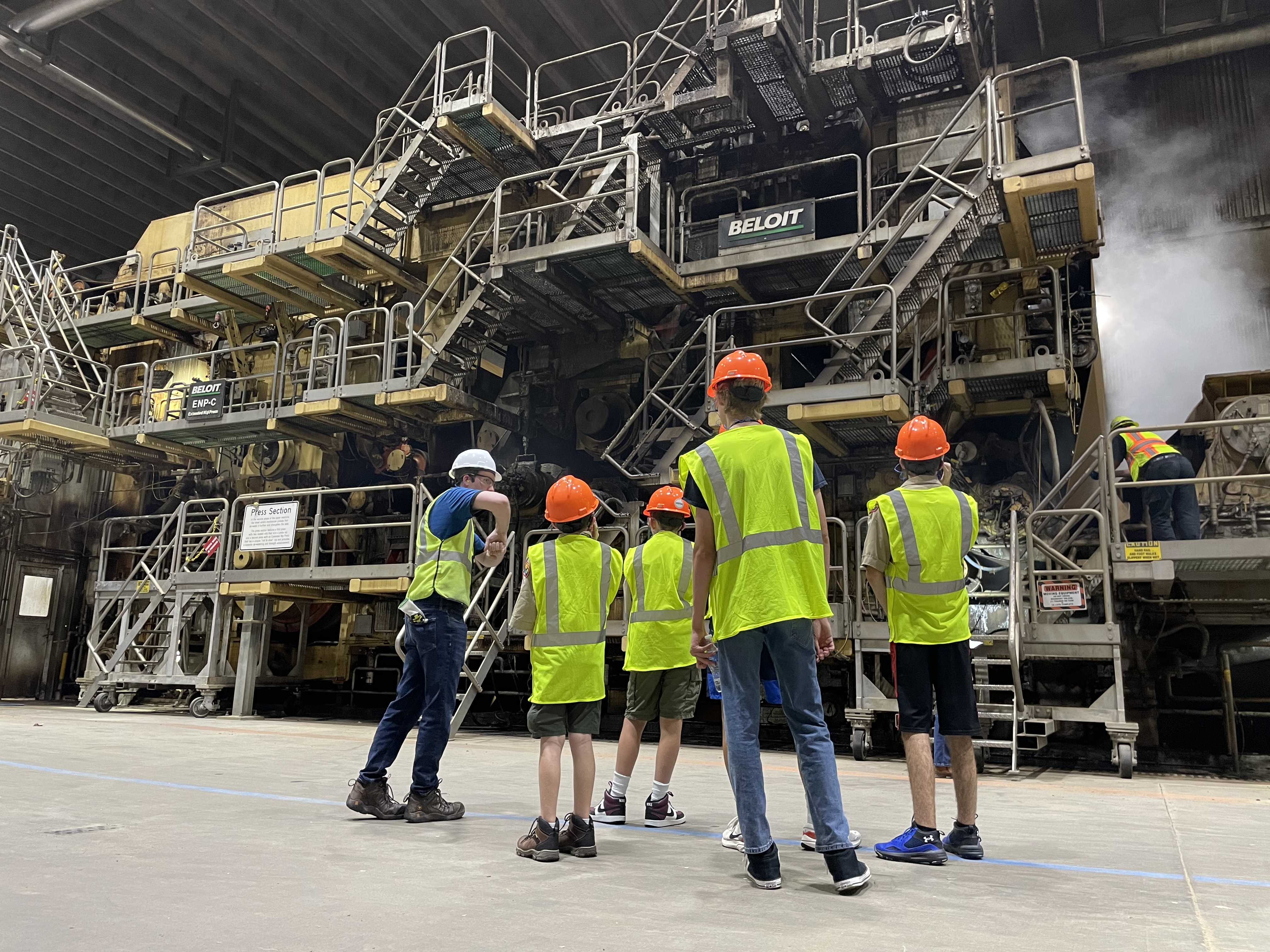 Cedar River, Iowa Boy Scouts get a tour of a paper mill