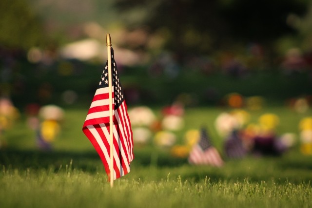 American flag on lawn